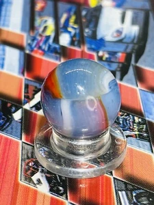 Blue Opal Red & White Pinstriped MCR Peltier Rainbo Vintage Marbles 0.629” - Picture 1 of 12