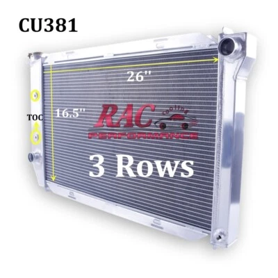 3 Row Aluminum Radiator for 1971-1973 Ford Mustang Fairlane Torino LTD Cougar V8 - Image 1 of 4