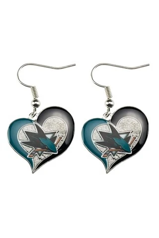 San Jose Sharks NHL Team Swirl Heart Earrings Cover