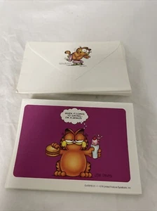 13 Vintage GARFIELD Folded Note Cards w Envelopes Stationery Eating Skating Mead - Picture 1 of 11