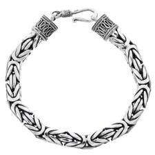 7mm Bold Mens Byzantine Chain Bali Handmade 925 Sterling Silver Bracelet