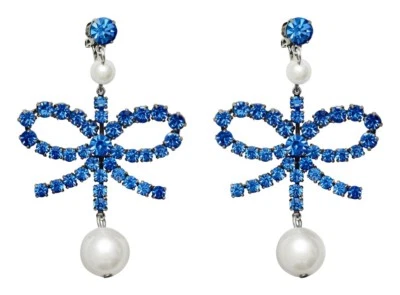 NUEVO ERDEM x H&M Pendientes Clip Diamantes de Imitación Azul Cielo Cristal Perla CAJA ORIGINAL Foto 1 de 4