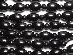 15,5 Zoll Strang RUSSISCHER SCHUNGIT 14 mm Fass und 6 mm runde Perlen NATUR - Bild 1 von 3