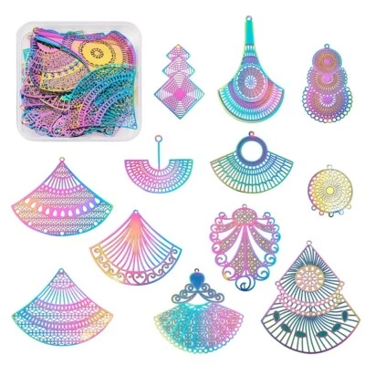 48шт 12 формы радуги 201 из нержавеющей стали филигранные подвески подвеской подвеска 23 ~ 63 мм - Изображение 1 из 4