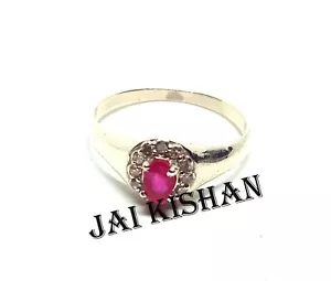Elegant Pave Diamond Ruby Gemstone 925 Sterling Silver Ring Women Dainty Jewelry - Picture 1 of 8