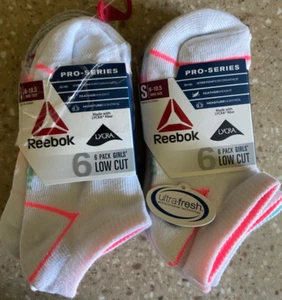 (2) Reebok Pro-Series 6 Pack Girls Low Cut Socks Size S (6-10.5 Shoe Size) - Picture 1 of 1