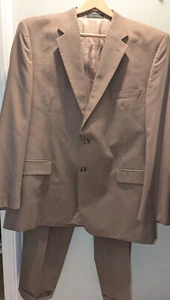 Chaps Men’s Suit Brown Solid Jacket Blazer 48L & 40W x 31 Pants 100% Wool EUC - Picture 1 of 13