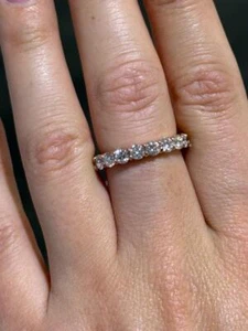 14k Oro Rosa Laboratrio Cresciuta Diamante Rotondo 3.26ct Anello VS1 Eternity 5 - Foto 1 di 14