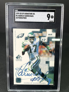 Harold Carmichael 1999 Upper Deck On Card Auto SGC 9 Philadelphia Eagles 