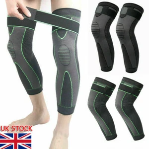 Long Knee Compression Sleeve Brace Support Joint Pain Arthritis Relief Tendoniti - Picture 1 of 14