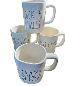 Rae Dunn 3 Christmas Mugs Mr. Mrs. Clause Deck The Halls & One Outlier - Picture 1 of 8