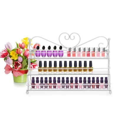 Wandregal 3 Metall Ablagen Nagellack Aufbewahrung Display Regal Organizer weiß
