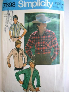 Simplicity 7698 HERREN SHIRT Gr.42 16" Ausschnitt 1976 Stoff Muster ungeschnitten FF - Bild 1 von 3