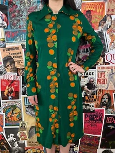 Vestido Camisa Vintage Años 60-70 Verde Mod DVF Diane Von Furstenberg Italia 4/6 - Imagen 1 de 16