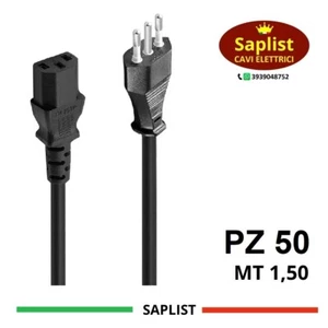 50 CAVI CON SPINA PER COMPUTER MT 1,50 SPINA ITALIA 10A E PRESA IEC - Photo 1/5
