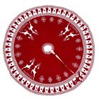 Soft Red Tassel Edge 48 Inch Knitted Tree Skirt Festive Holiday Accent