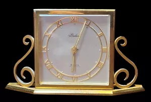 Rare Vintage Mid Century Modern Brass Travel Desk Alarm Clock Brilux (Luxor) - Picture 1 of 8