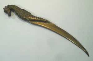 antiker BRONZE BRIEFÖFFNER als SEEPFERDCHEN Schreibtisch Dekoration Figur Fisch - Bild 1 von 4