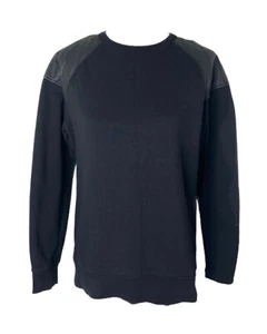 Sudadera para hombre H&M mediana negra cuello redondo manga larga imitación cuero - Imagen 1 de 7