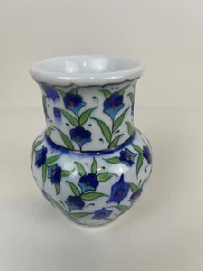 Kutahya Turkish Ceramic Vase, Hand-painted, Altin Cini, Signed, Blue & White - Bild 1 von 7