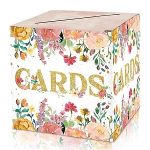 Floral Card Box Watercolor Collapsible Money Box Or Gift Box For Baby & Bride Sh - Picture 1 of 5