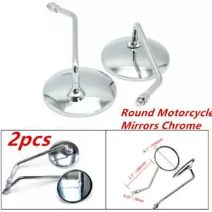2 PIEZAS Espejos Fuertes 8 mm Cromo Funcionales Redondos de Vástago Largo para Motocicleta General 4" - Imagen 1 de 11