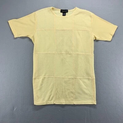 Camisa Metropolitan Feminina Pequena Túnica Amarela Manga Curta Top Patchwork Feminina - Imagem 1 de 4