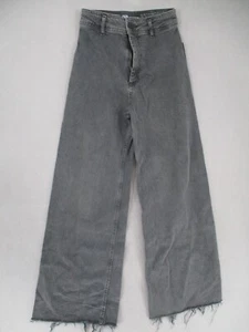 Zara Jeans Womens 2 Grey Denim Wide Leg High Rise Distressed Baggy Relaxed - Picture 1 of 13