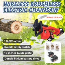 1280W 16' Electric Cordless Power Saw Woodworking Cutter ChainSaw W/2 Battery