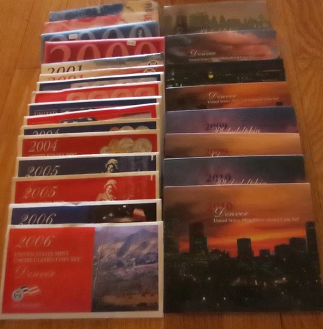 1999 to 2010 Mint Set U.S. Mint P and D Mint Sets Uncirculated 12 Sets COA Cover