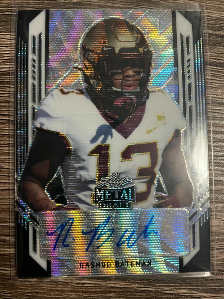 RASHOD BATEMAN 2021 Leaf Metal Draft Football Auto Portrait Wave Black #6/7 - Image 1 of 1