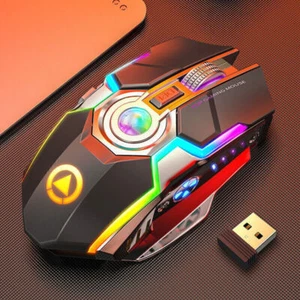 Wireless Gaming Mouse Rechargeable Ergonomic RGB Backlit For Laptop Computer - Picture 1 of 14