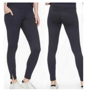 Pantaloni yoga Athleta donna piccoli blu neri Mercer spina di pesce spacco alla caviglia - Foto 1 di 11