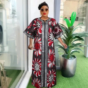Vestido largo de mujer musulmana de Dubai de gran tamaño estampado africano Dashiki caftán vestido suelto - Imagen 1 de 24