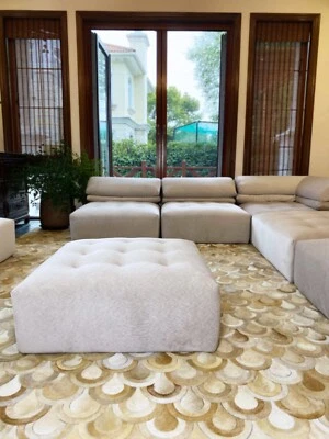 Custom Handmade Immobile Modular Sectional Armless Sofa Ottoman Couch Footman - Image 1 of 4