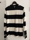 Stussy Vintage Black/White Striped Mens Cotton Sweater Pullover Medium