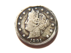 1891 Liberty V Nickel with a Defective/Damaged Rim - Picture 1 of 2
