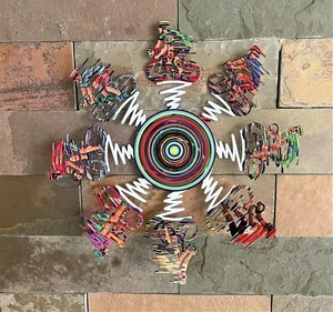 Pop art metal ""Ciclistas cuenco"" escultura pintada a mano por DAVID GERSTEIN - Imagen 1 de 7
