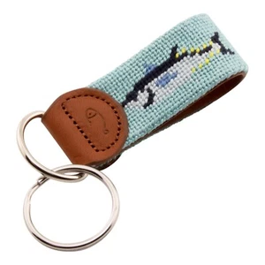 Bluefin Tuna Needlepoint Keychain / Key Fob - Handmade, Durable Leather Backing - Picture 1 of 9