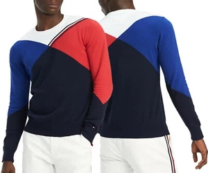 Tommy Hilfiger Men's White Multi Bobby Colorblocked Crew Pullover Sweatshirt - Picture 1 of 4