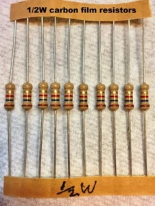 10 PCS 3 MEG ohm 0.5Watt Carbon Film Resistors 1/2W Resistor 5% - Picture 1 of 1