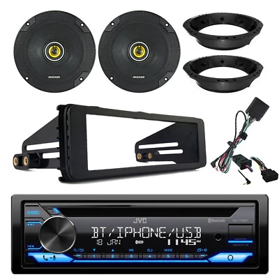 JVC CD Receiver, Kicker 6.5" 300W Speakers, Harley 98-13 Install Adapter Kit - Image 1 of 4