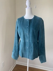 Pursuits türkis Wildleder Leder Western Rodeo Ranch Jacke Mantel Boho Moto Größe 10 - Bild 1 von 15