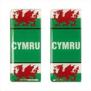 2x 98x42mm CYMRU Wales Welsh Flag Number Plate Gel Domed Stickers Decal Badge - Picture 1 of 2