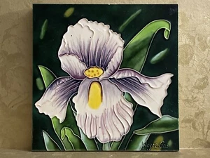 8x8 Wayne Gao Placa Cerámica Arte Azulejos Flor de orquídea. - Imagen 1 de 5