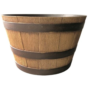 Northcote Pottery NATURAL OAK WHISKEY BARREL PLANTER*AUS Brand-39cm,52cm Or 57cm - Picture 1 of 4