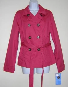 MERONA DUSTY RED RAINCOAT SHORT BELTED TRENCH JACKET NANO-TEX SIZE M NWT! - Picture 1 of 7