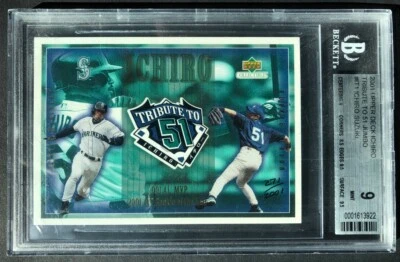 (10) 2001 Upper Deck ICHIRO SUZUKI TRIBUTE TO 51 JUMBO #'d/2001 BGS 9 PERFEITO ESTADO RC - Imagem 1 de 3