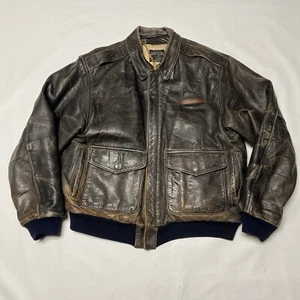 AVIREX Jacke A-2 braun Leder Bomber distressed 70er 80er XL Military - Bild 1 von 24
