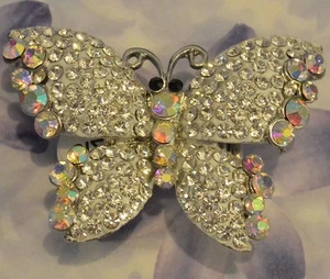 Dolly-Bijoux Fantaisie Grosse Bague Papillon T50-62 Cristal Swarowsky Blanc 55mm - Imagen 1 de 1